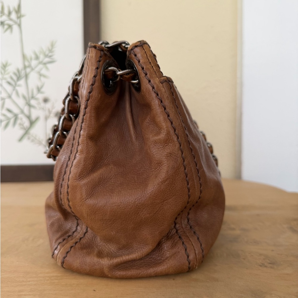 Prada Tan Leather Chain Shoulder Bag - Picture 4 of 13